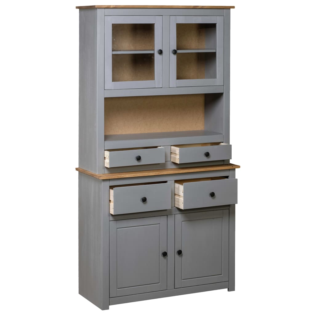 Highboard grå 93x40,5x180 cm heltre furu Panama Range