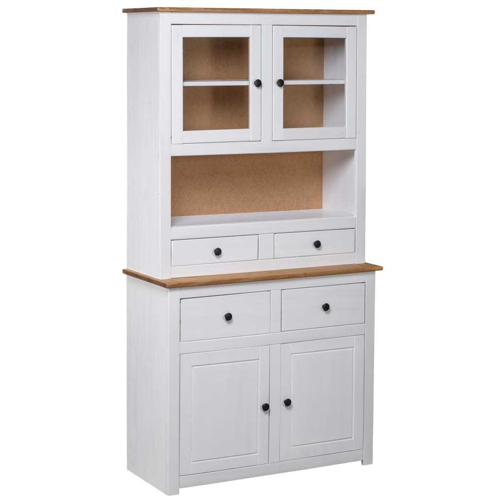 Highboard hvit 93x40,5x180 cm heltre furu Panama Range