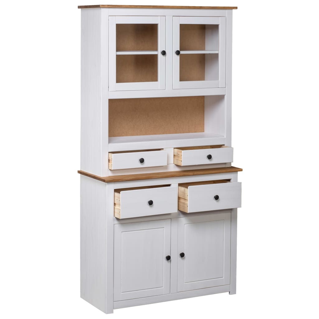 Highboard hvit 93x40,5x180 cm heltre furu Panama Range
