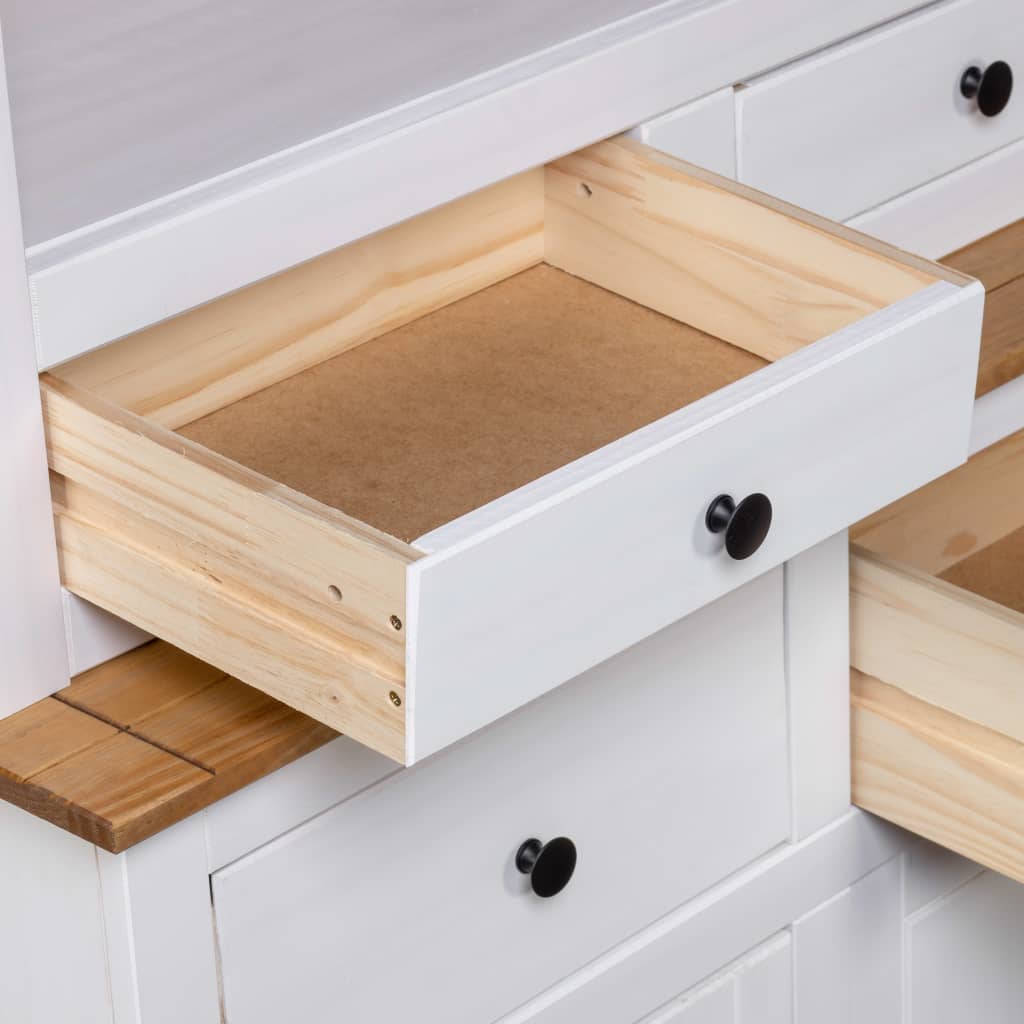 Highboard hvit 93x40,5x180 cm heltre furu Panama Range