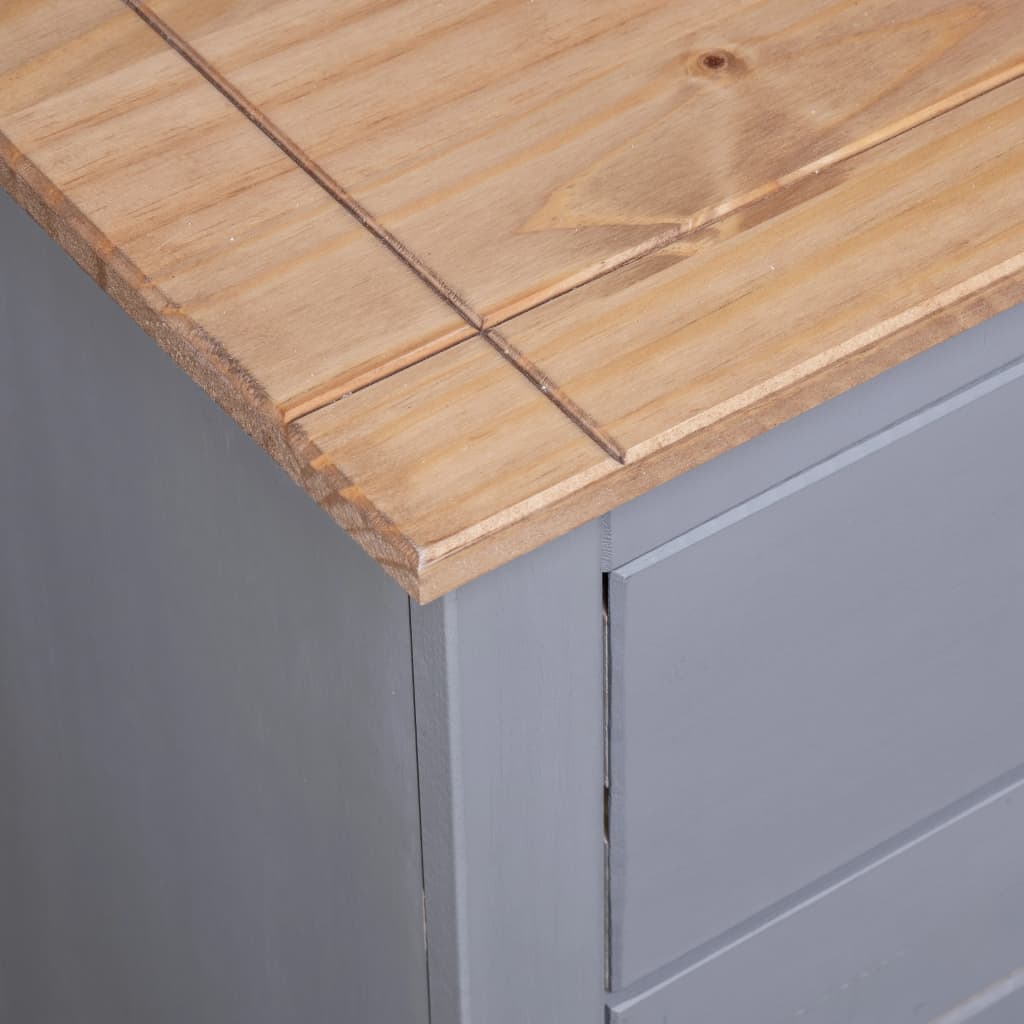Skjenk grå 135x40x80 cm heltre furu Panama Range
