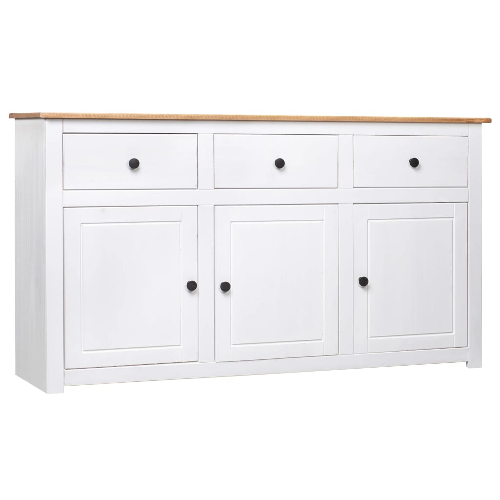 Skjenk hvit 135x40x80 cm heltre furu Panama Range