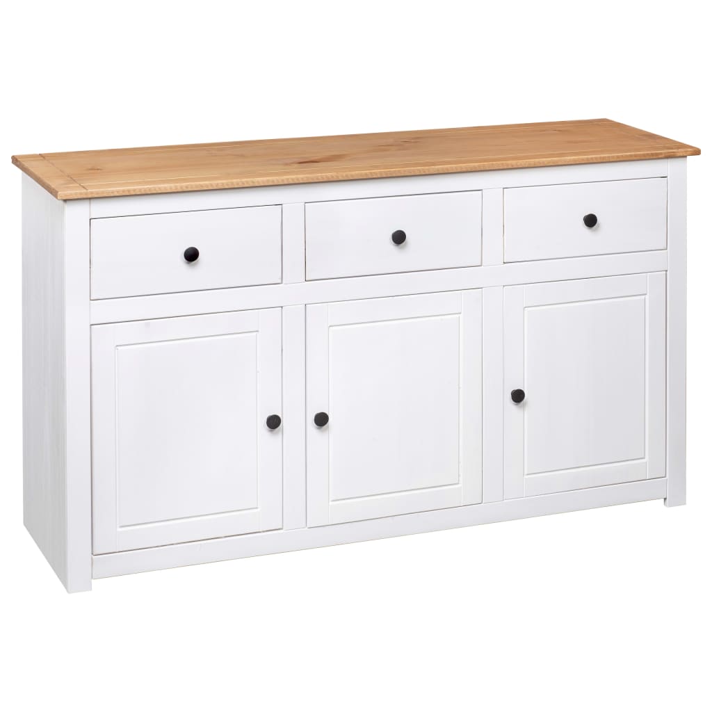 Skjenk hvit 135x40x80 cm heltre furu Panama Range