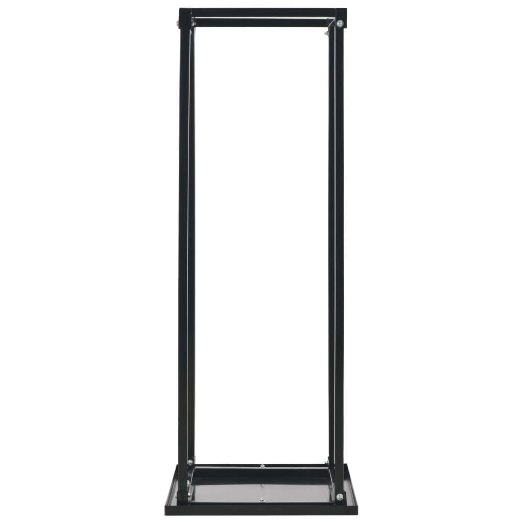 Vedstativ med base svart 37x37x113 cm stål