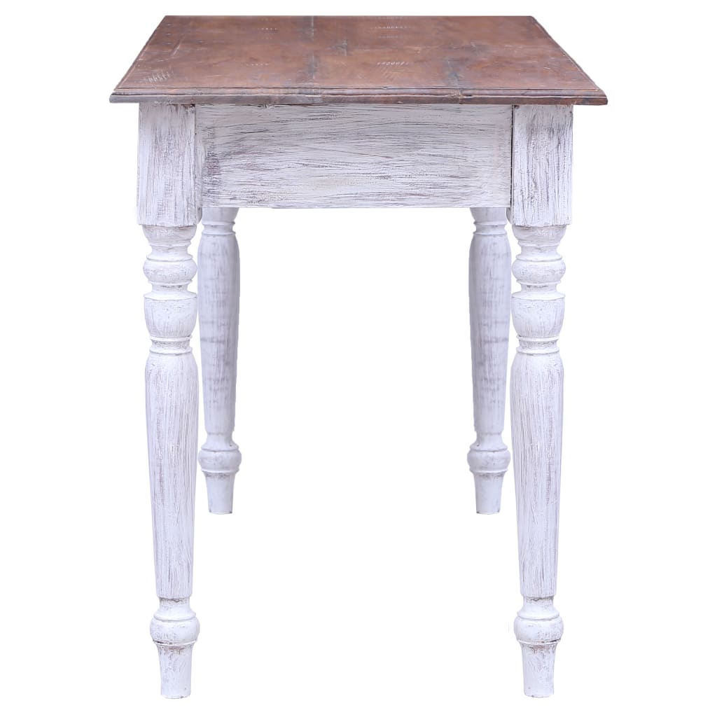Skrivebord med skuffer hvit 117x57x75 cm heltre mahogni