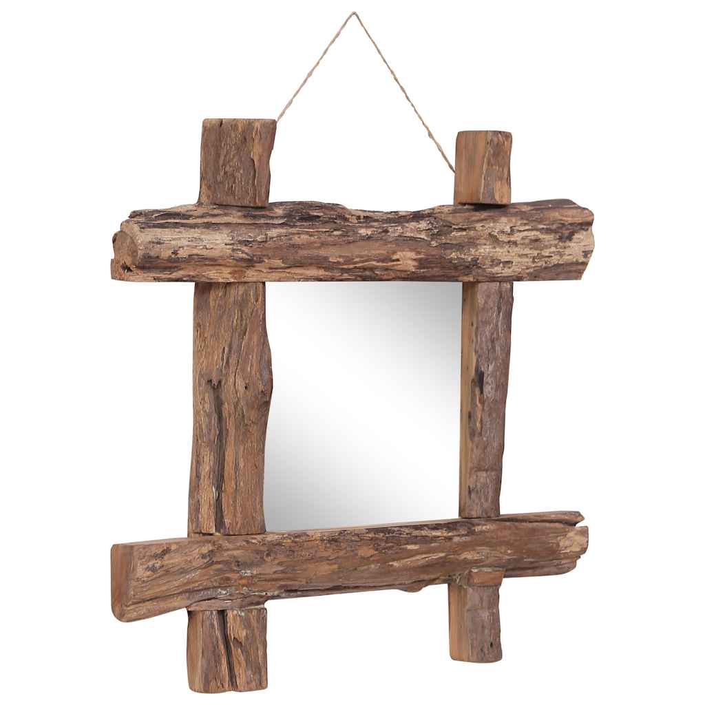 Speil med tre ramme naturlig 50x50 cm resirkulert teak