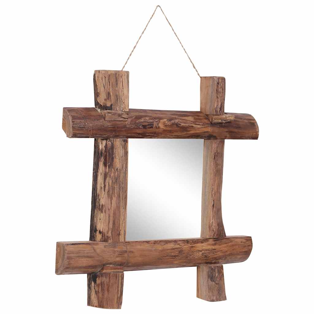 Speil med tre ramme naturlig 50x50 cm resirkulert teak