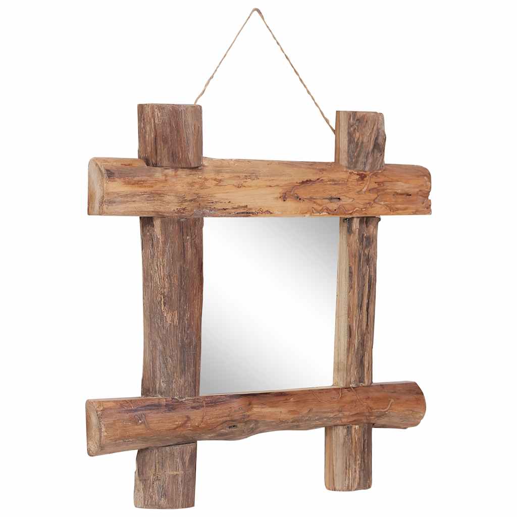 Speil med tre ramme naturlig 50x50 cm resirkulert teak