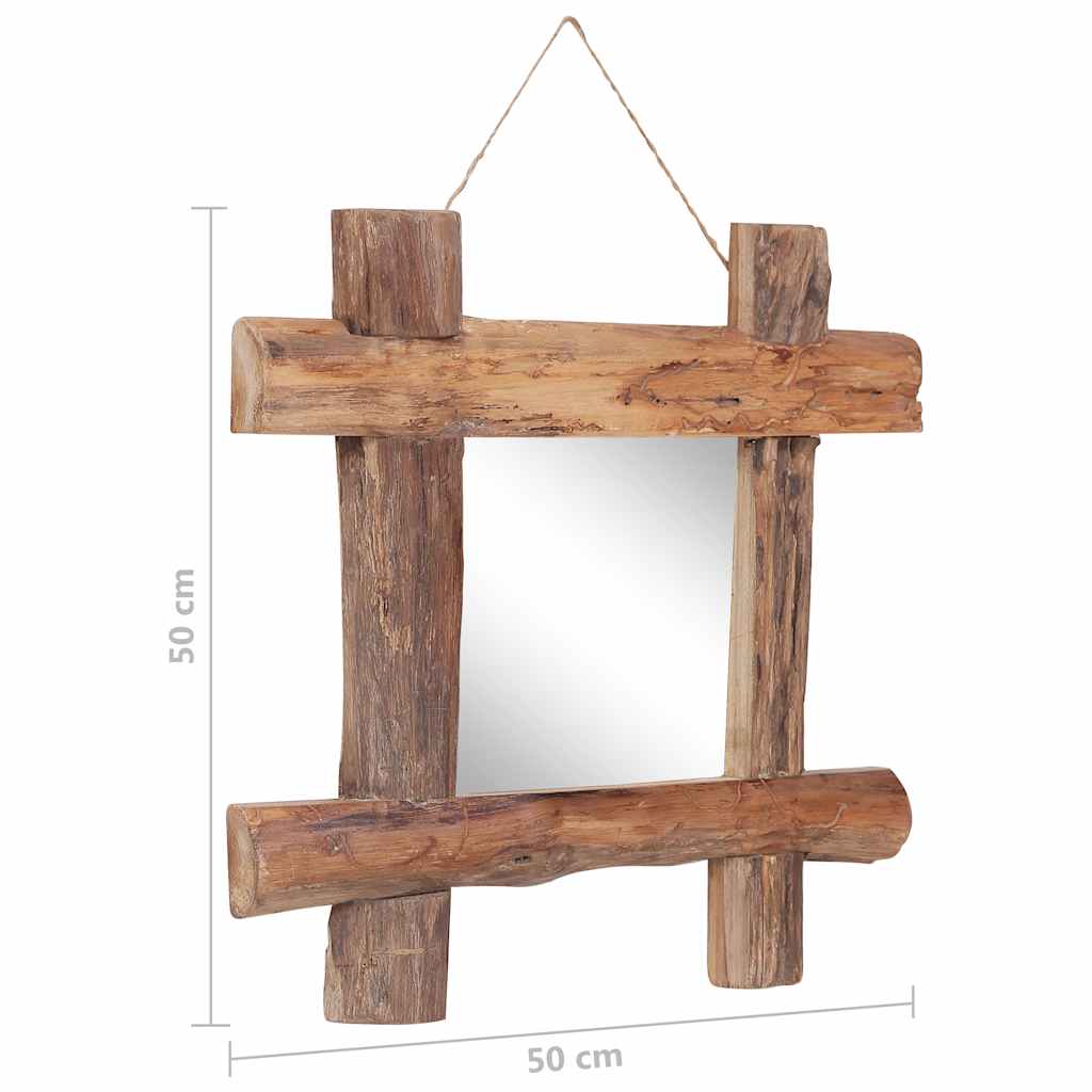 Speil med tre ramme naturlig 50x50 cm resirkulert teak
