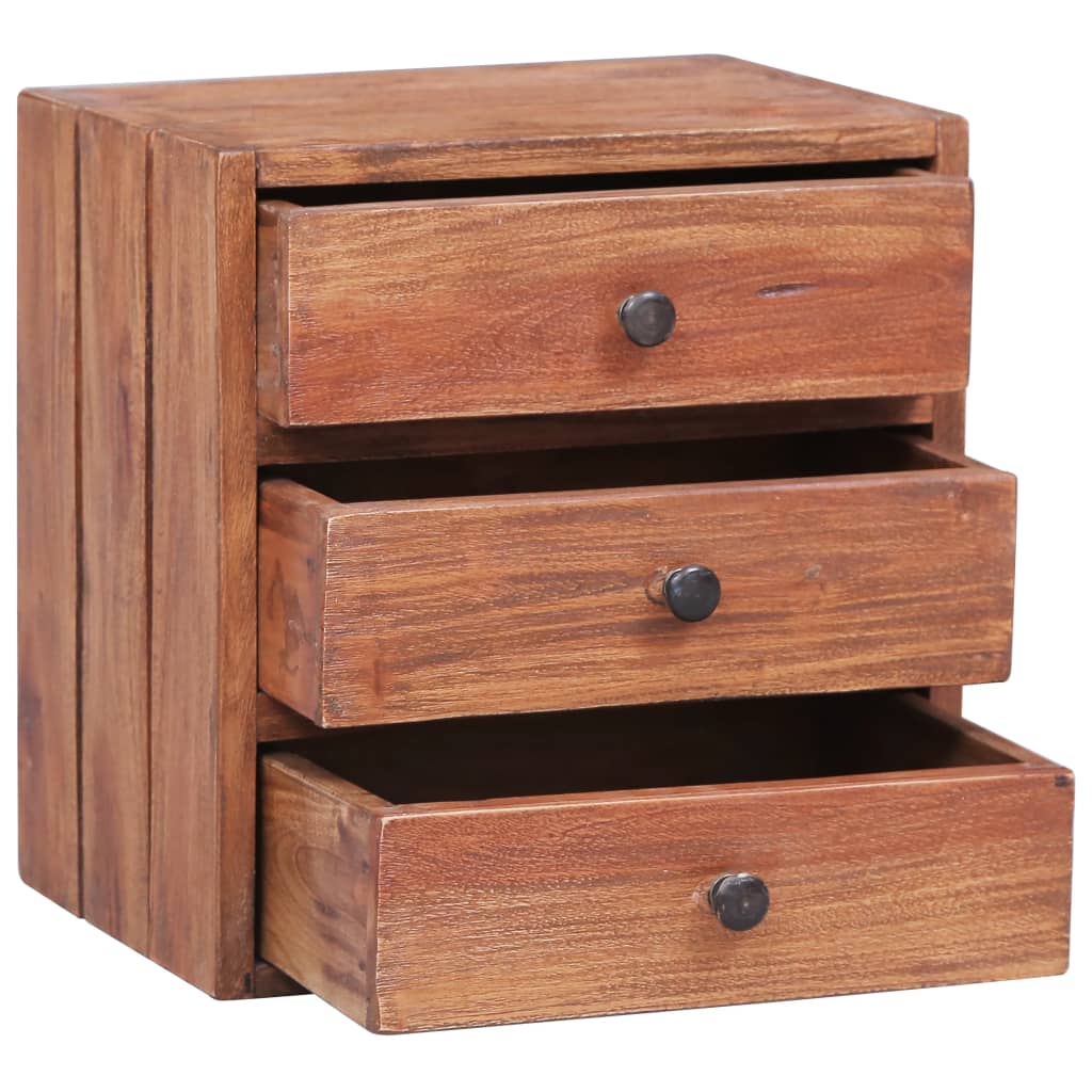 Nattbord med 3 skuffer 35x25x35 cm heltre mahogni