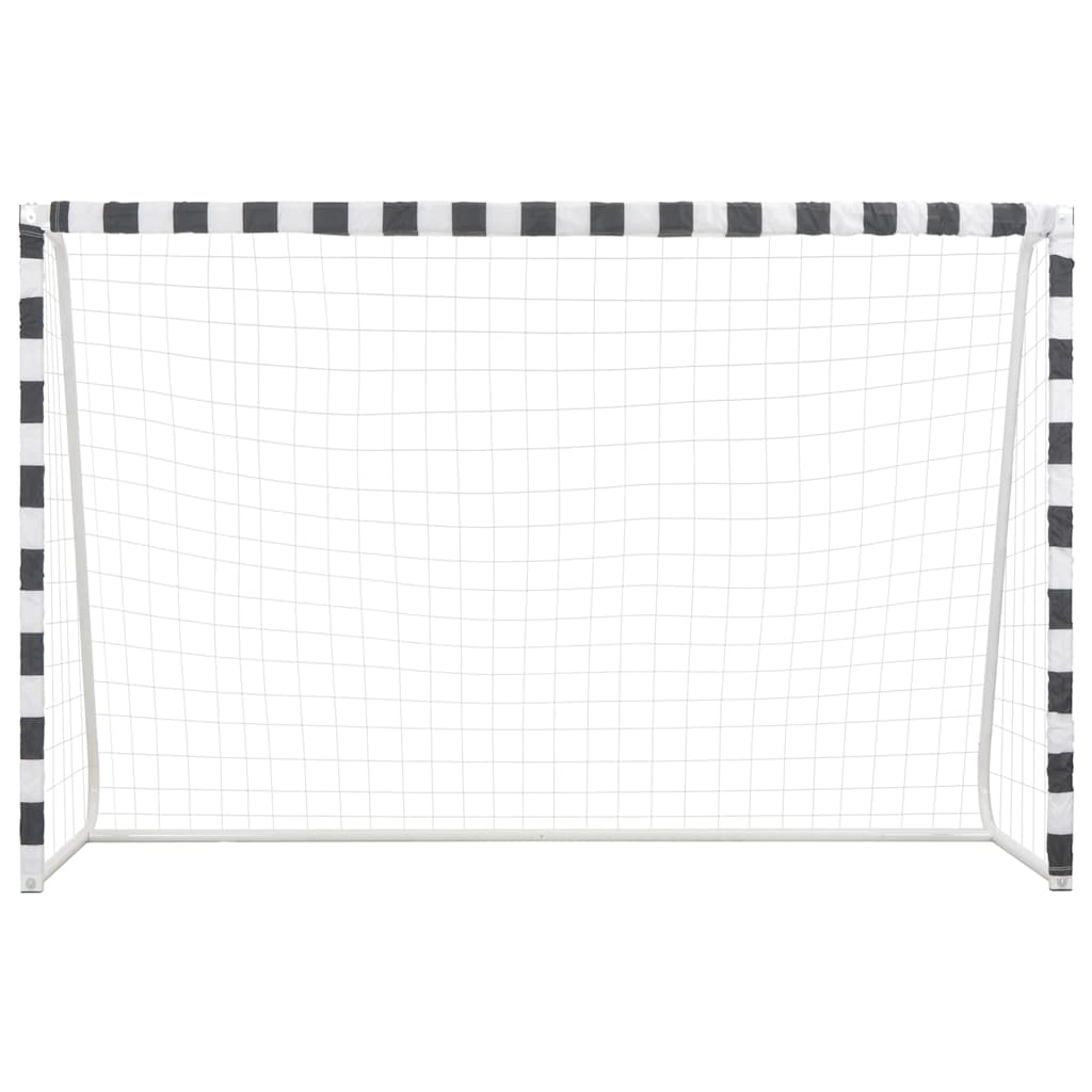 Fotballmål 300x200x90 cm metall svart og hvit