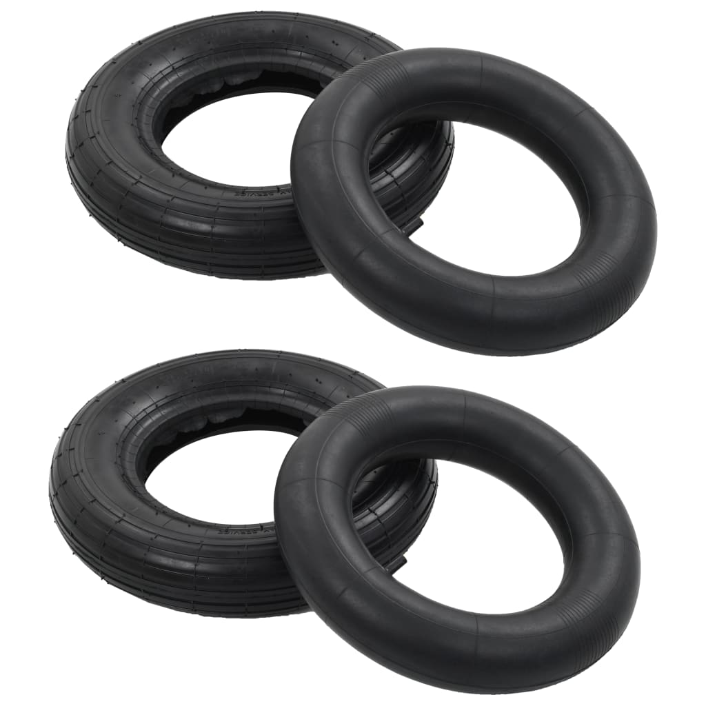 Trillebårdekk og innerslange sett 4 deler 3.50-8 4PR gummi