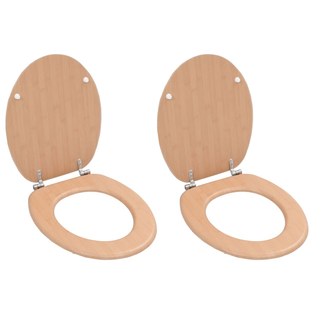 Toalettseter 2 stk MDF bambus-design