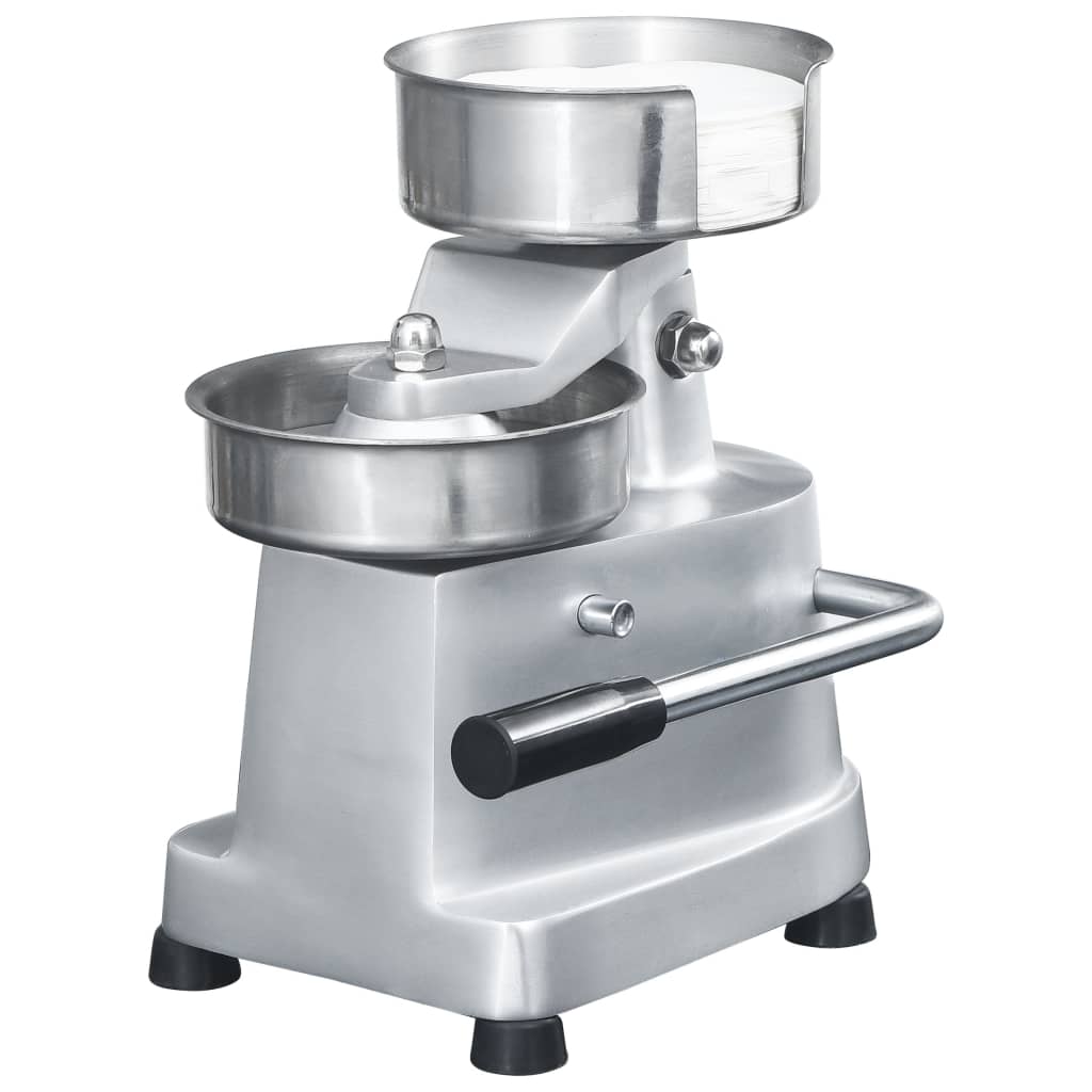 Hamburgerpresse med 500 stk mellomleggspapir aluminium 10 cm