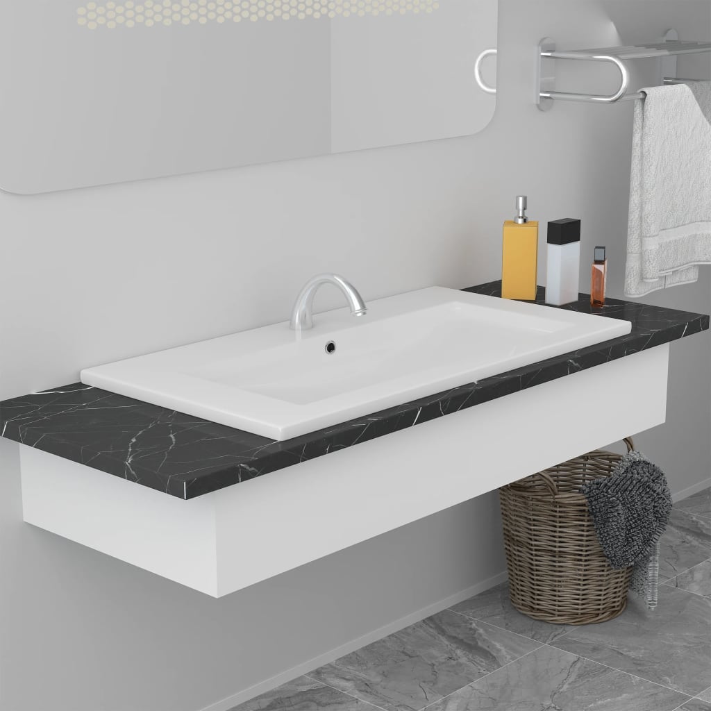 Innebygd vask 81x39,5x18,5 cm keramisk hvit