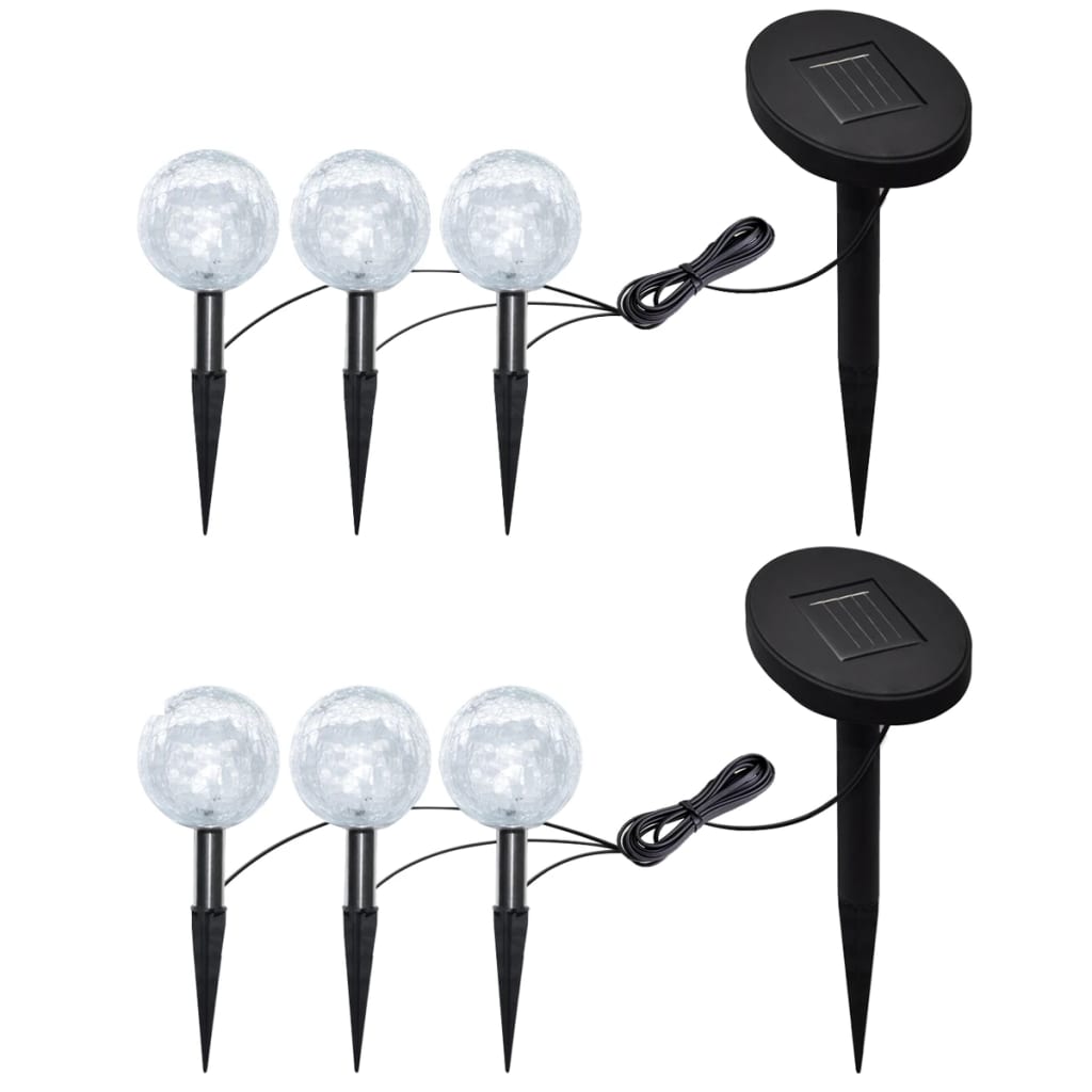Hagelys 6 stk LED med jordspyd og solcellepaneler