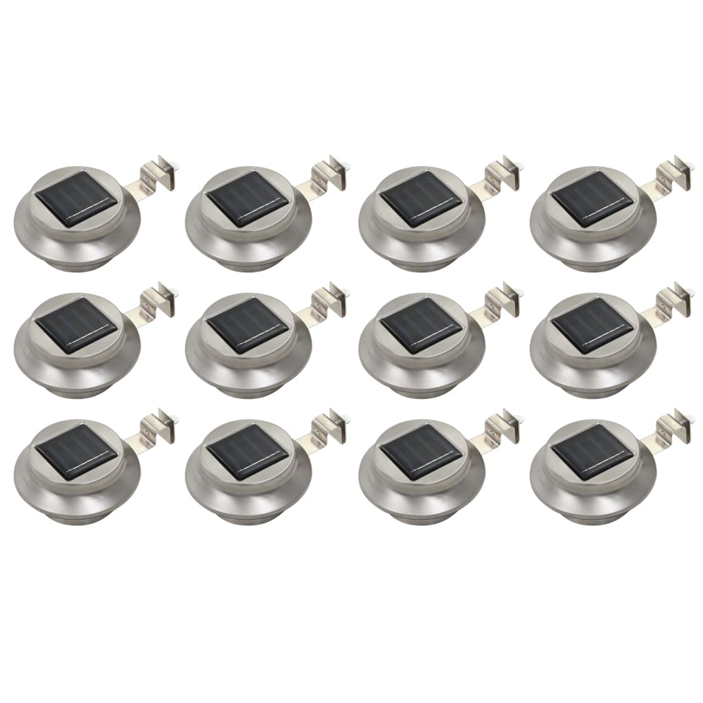 Utendørs sollampe 12 stk LED rund 12 cm hvit