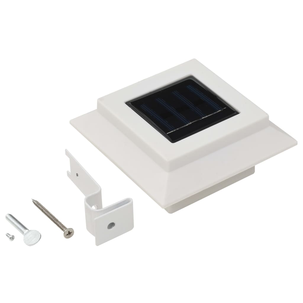 Utendørs sollamper 12 stk LED firkantet 12 cm hvit