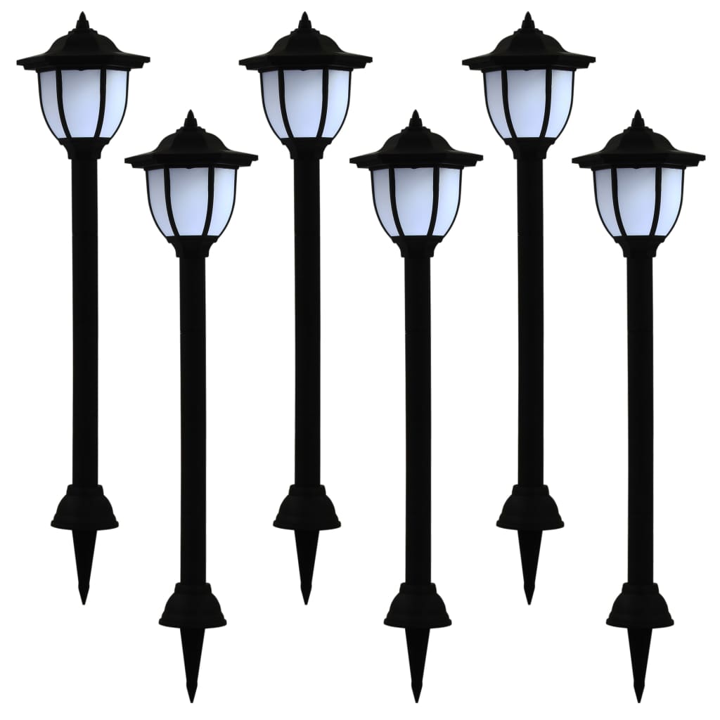Utendørs sollampe 6 stk LED svart vidaXL