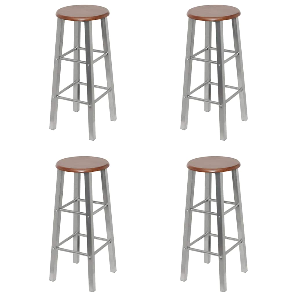 Barkrakker 4 stk sølv og brun MDF