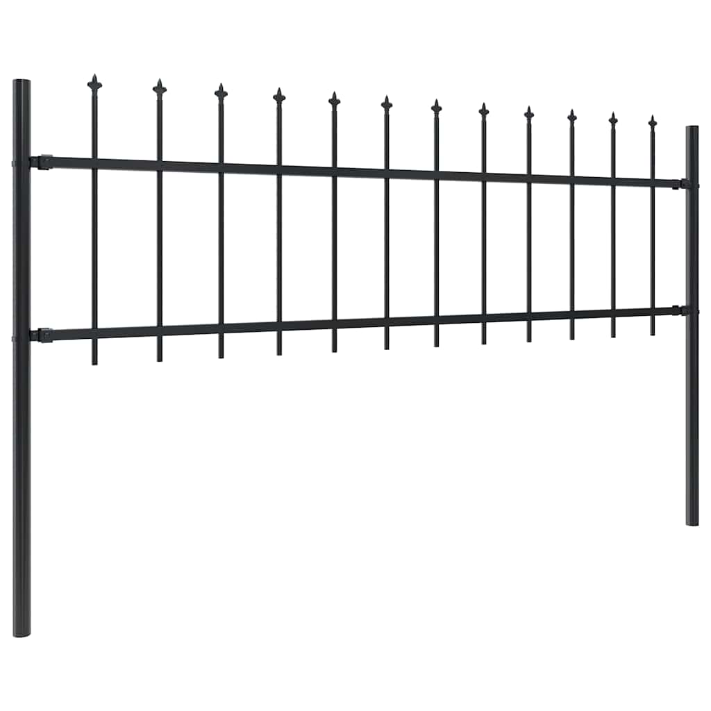 Hagegjerde med spydtopp stål 537x60 cm svart