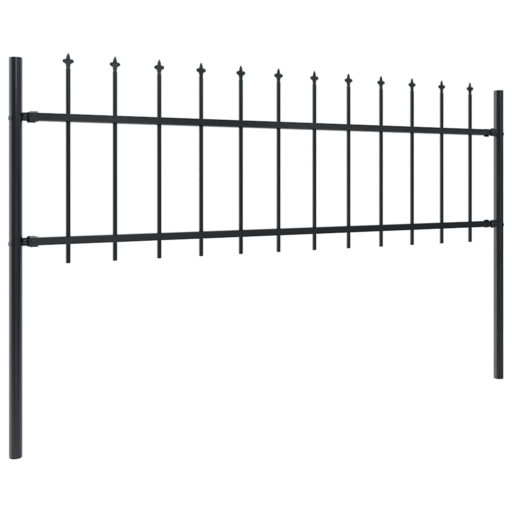 Hagegjerde med spydtopp stål 1070x60 cm svart
