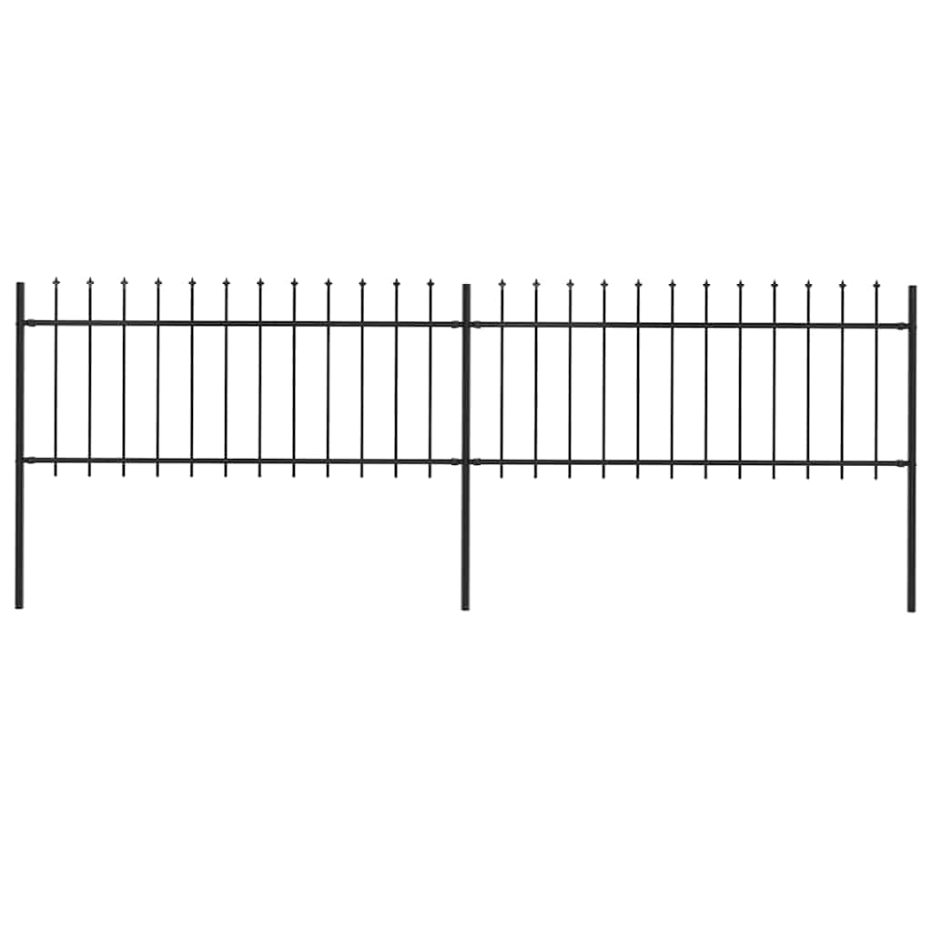 Hagegjerde med spydtopp stål 359x80 cm svart