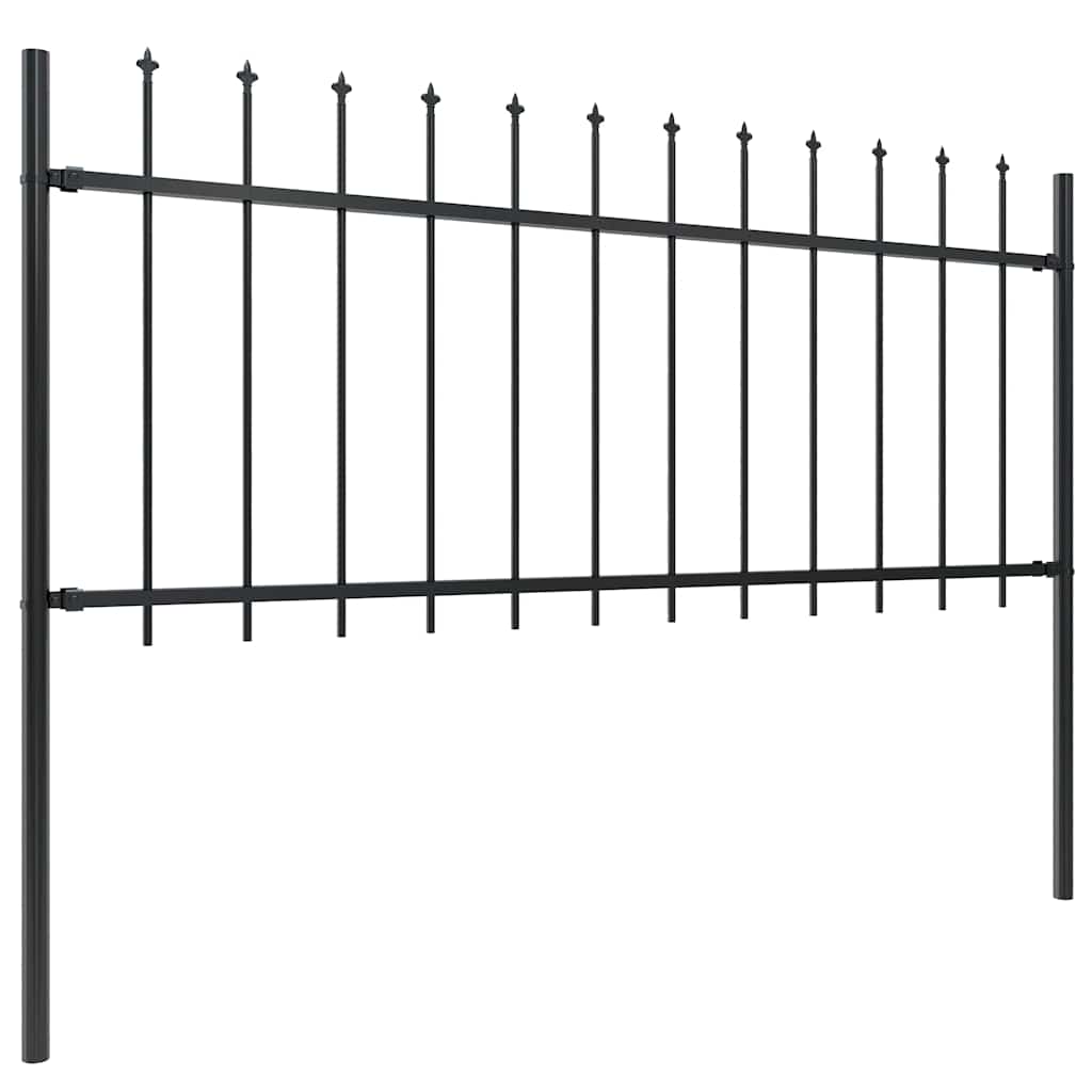 Hagegjerde med spydtopp stål 359x80 cm svart