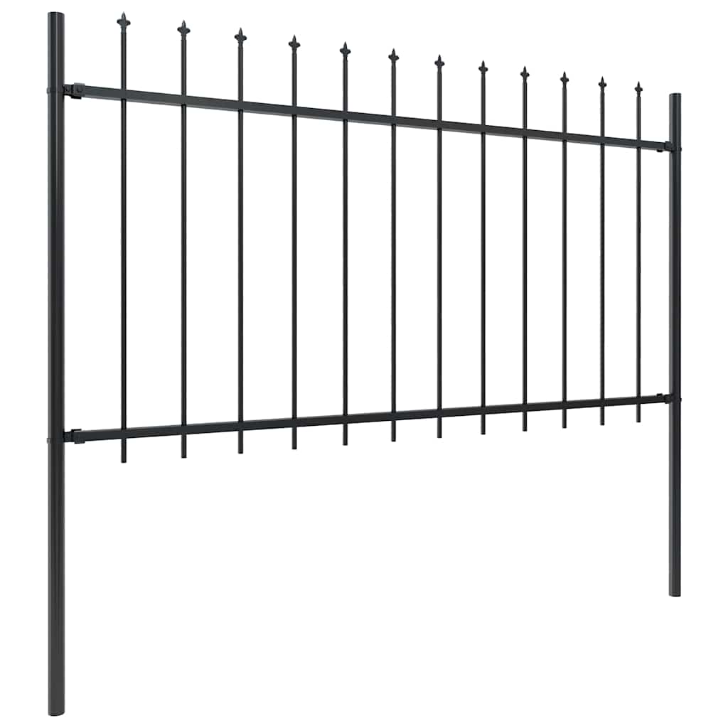 Hagegjerde med spydtopp stål 892,5x100 cm svart