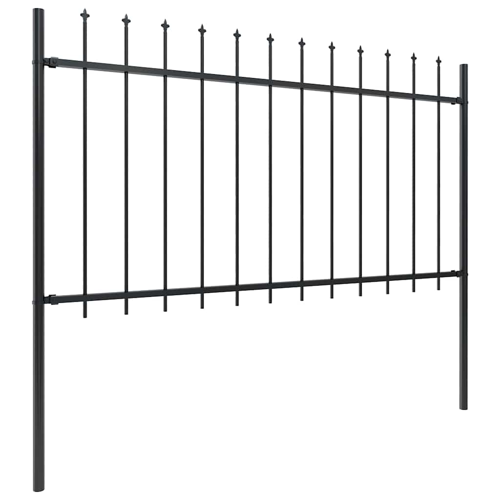 Hagegjerde med spydtopp stål 1426x100 cm svart