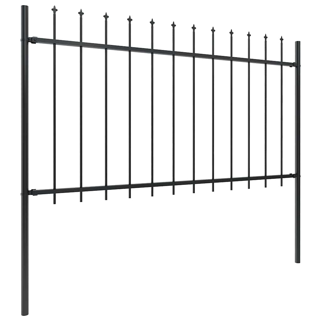 Hagegjerde med spydtopp stål 1781,5x100 cm svart