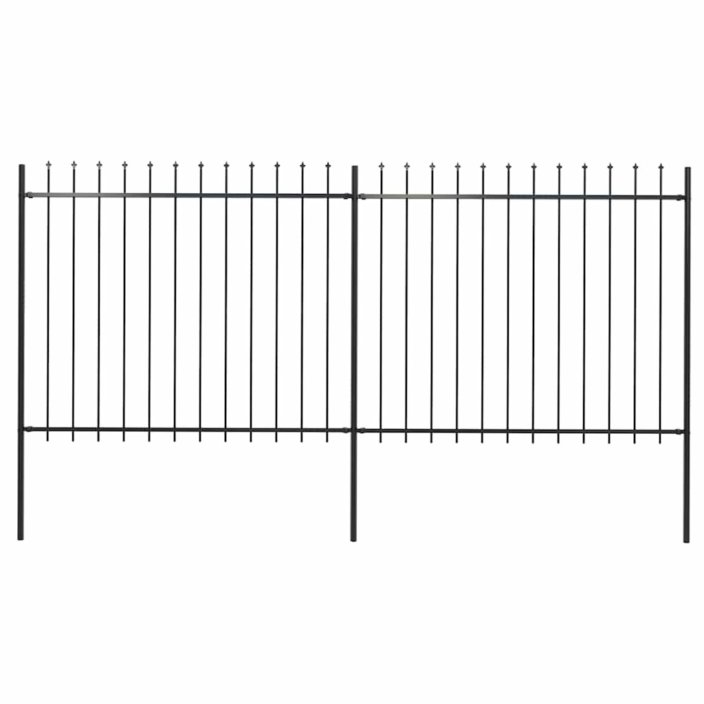 Hagegjerde med spydtopp stål 359x150 cm svart