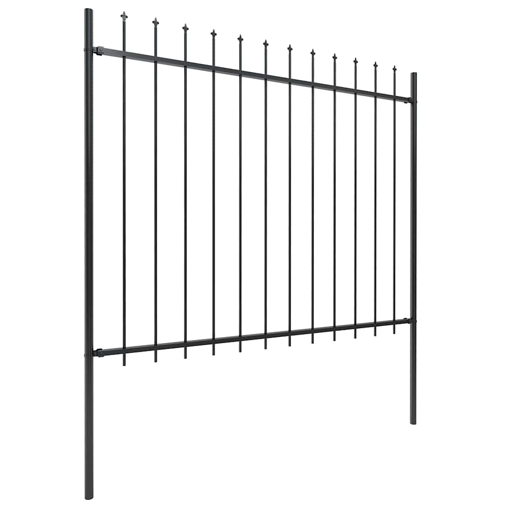 Hagegjerde med spydtopp stål 359x150 cm svart