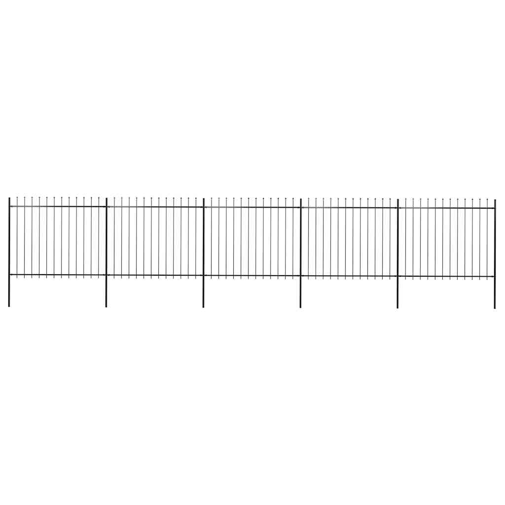 Hagegjerde med spydtopp stål 892,5x150 cm svart
