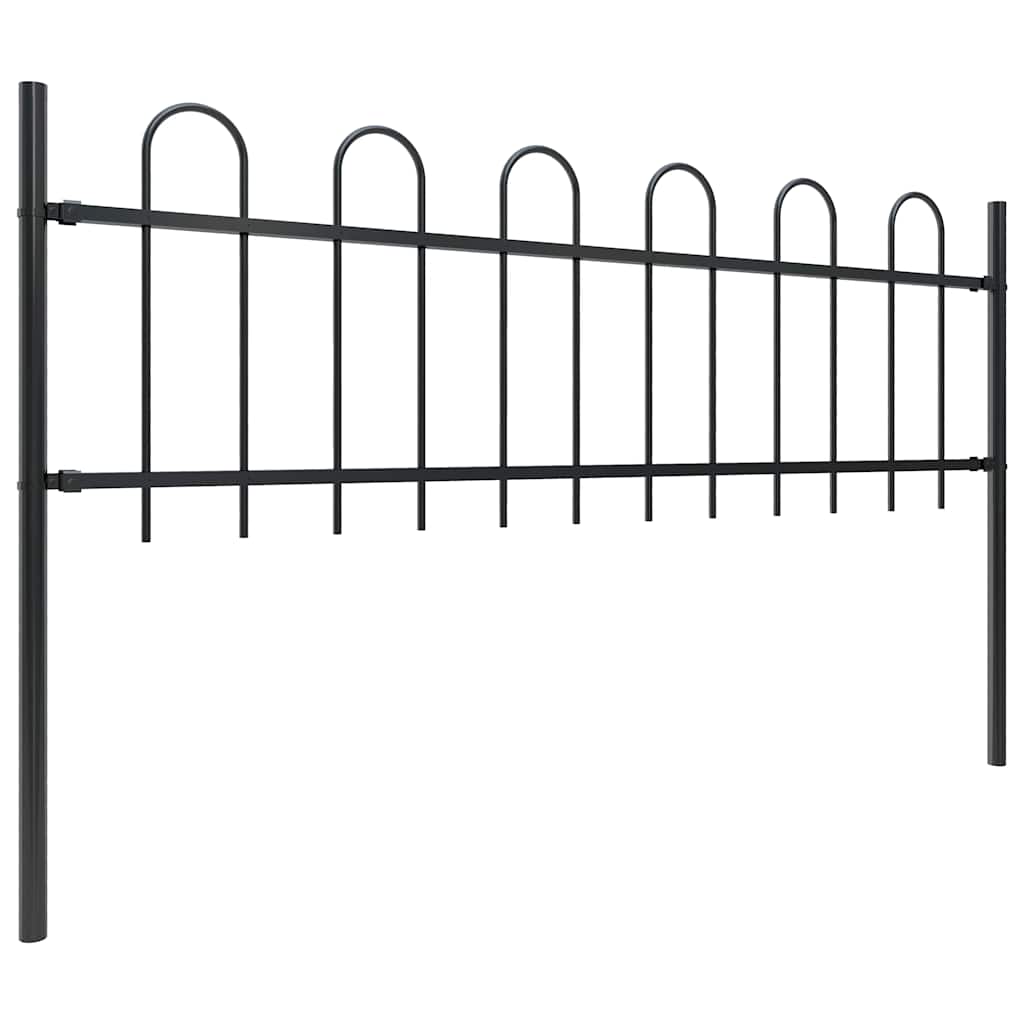 Hagegjerde med bøyleplate stål 1070x60 cm svart