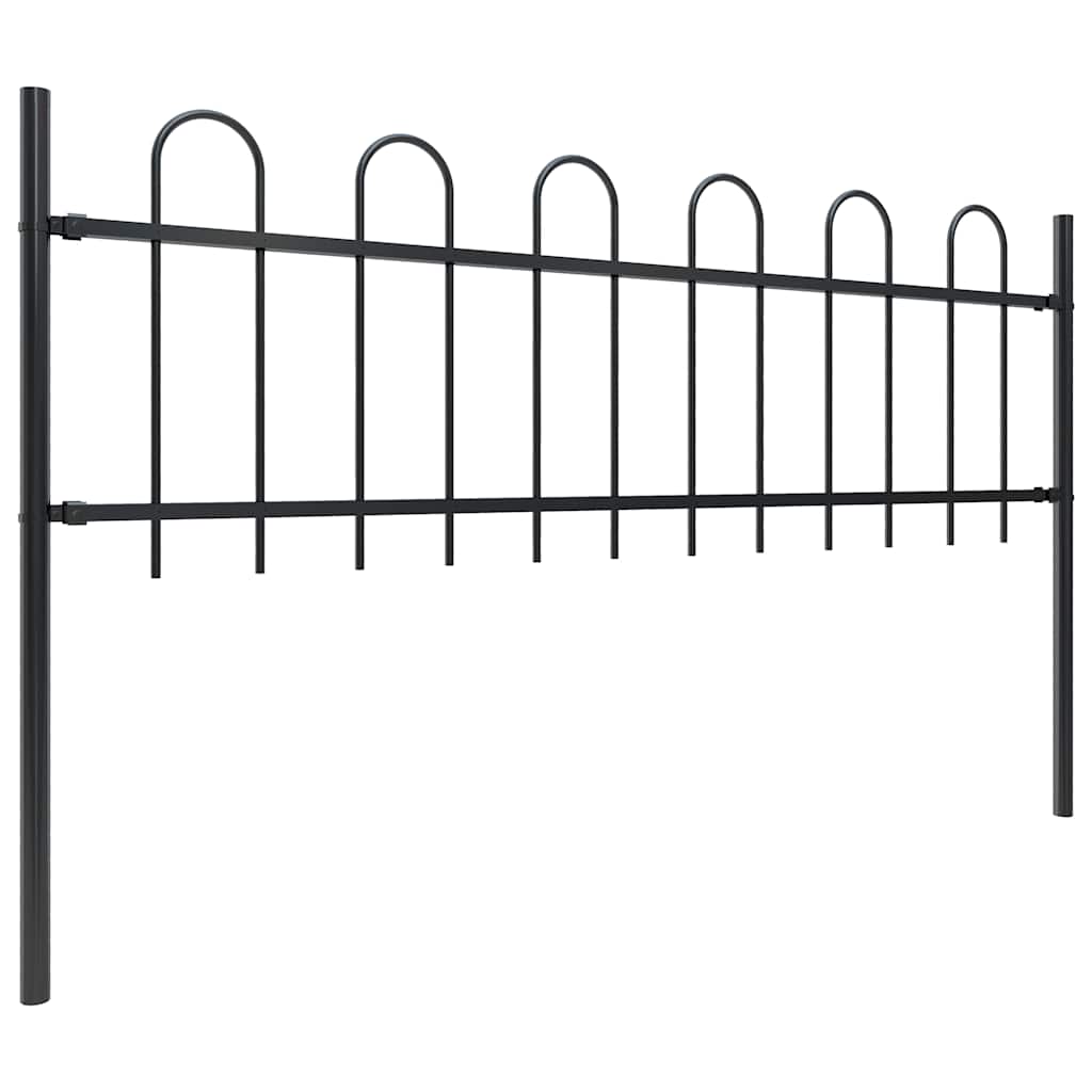Hagegjerde med bøyleplate stål 1248x60 cm svart
