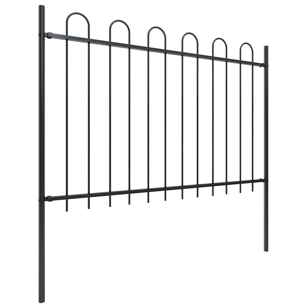 Hagegjerde med bøyleplate stål 1248x120 cm svart
