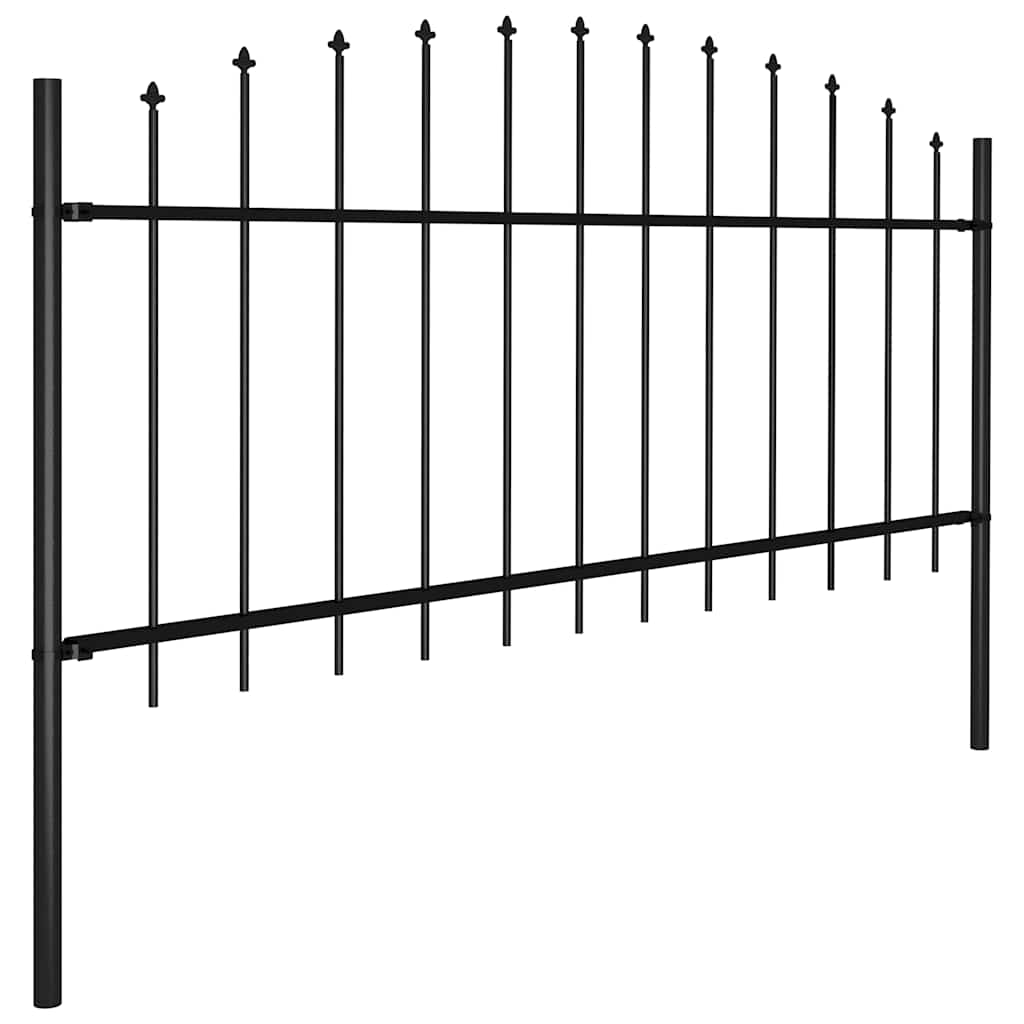 Hagegjerde med spydtopp stål (0,5-0,75)x11,9 m svart