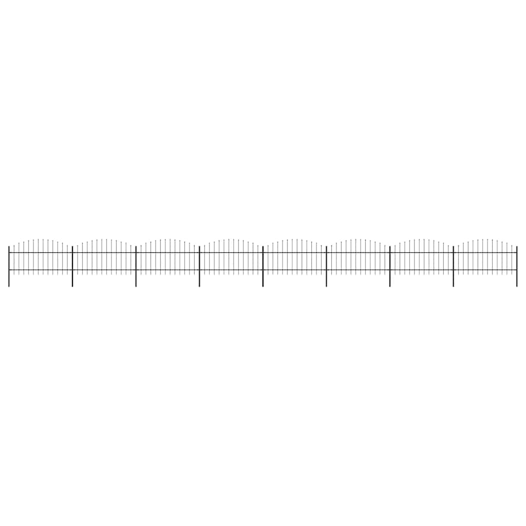 Hagegjerde med spydtopp stål (1-1,25)x13,6 m svart