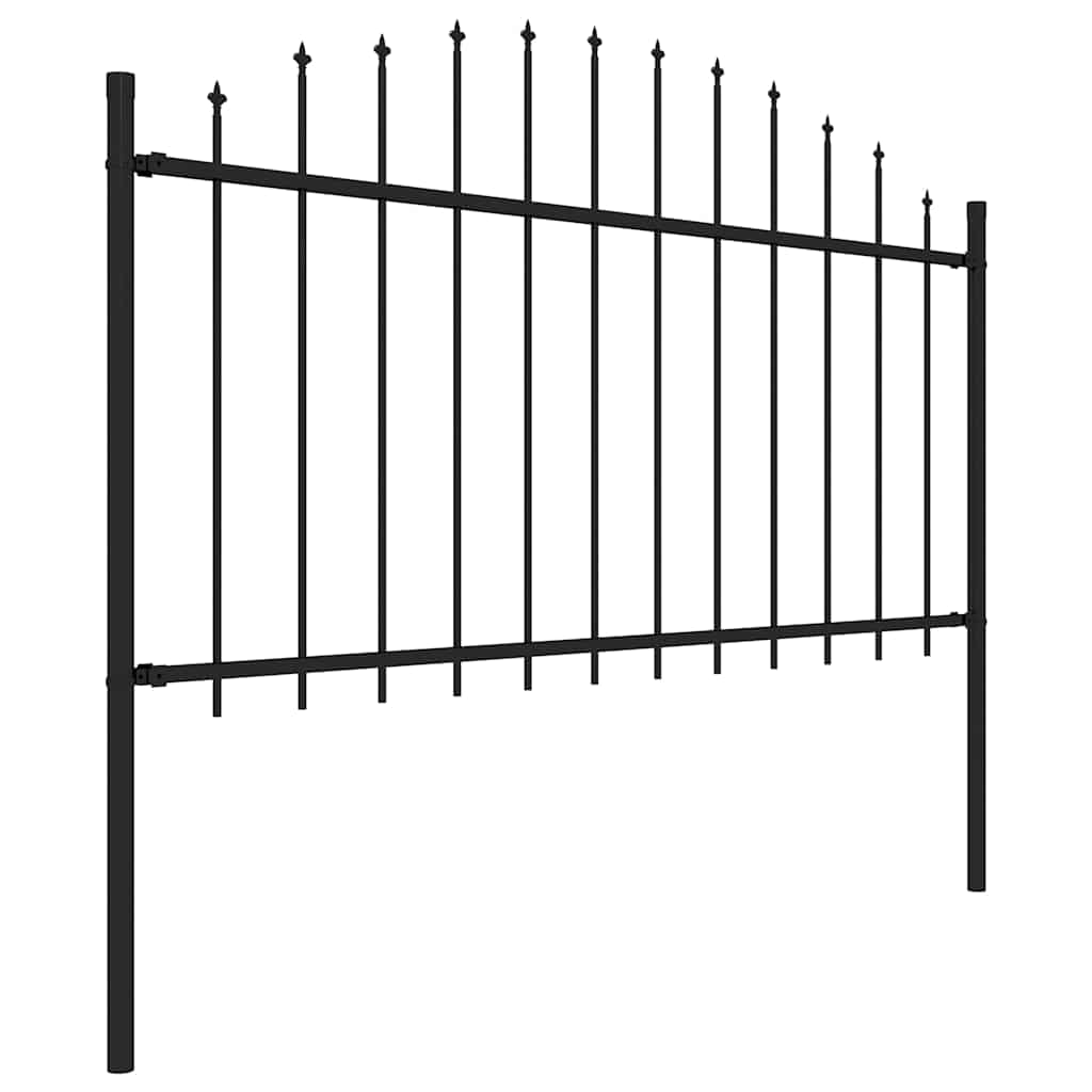 Hagegjerde med spydtopp stål 359x150 cm svart