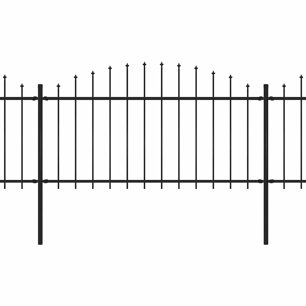 Hagegjerde med spydtopp stål 714,5x150 cm svart