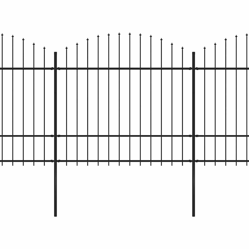Hagegjerde med spydtopp stål 359x175 cm svart