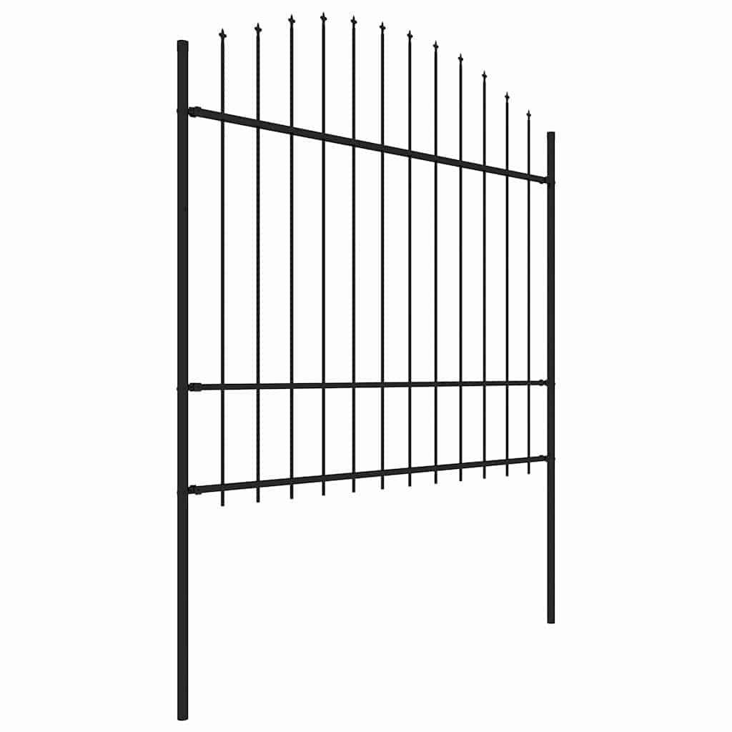 Hagegjerde med spydtopp stål 359x175 cm svart