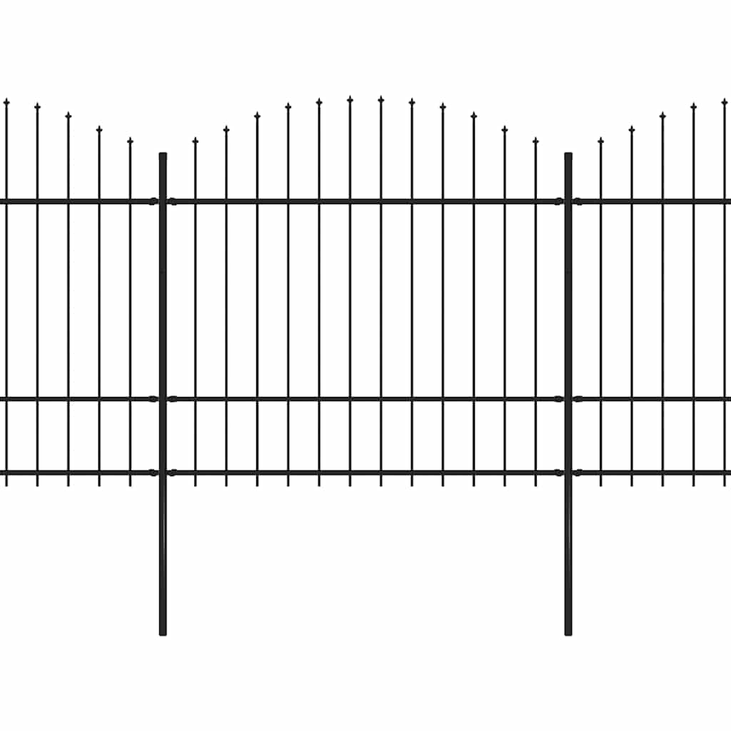 Hagegjerde med spydtopp stål 892,5x175 cm svart