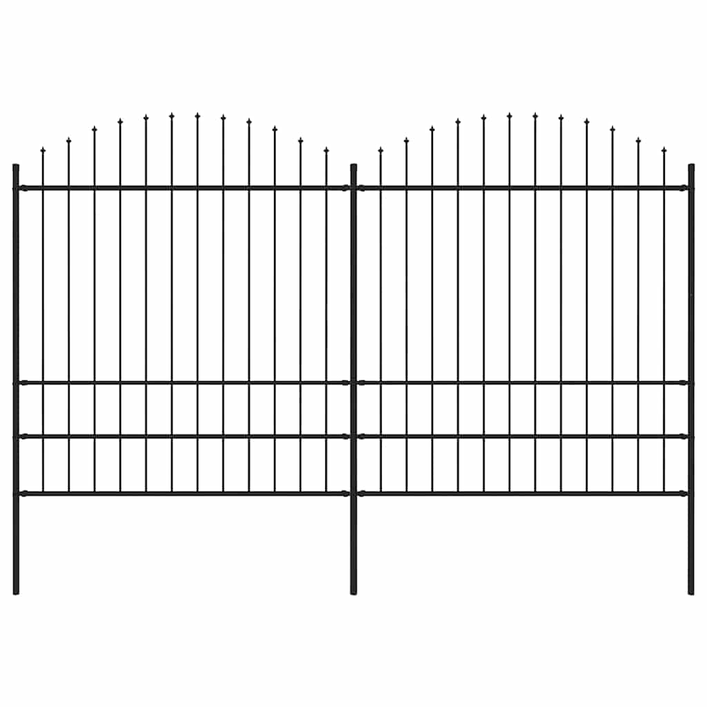 Hagegjerde med spydtopp stål 359x200 cm svart