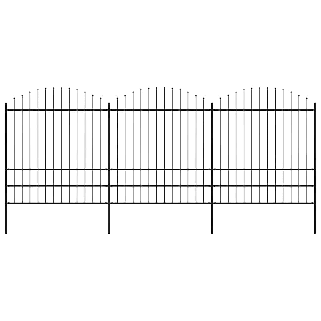 Hagegjerde med spydtopp stål 537x200 cm svart