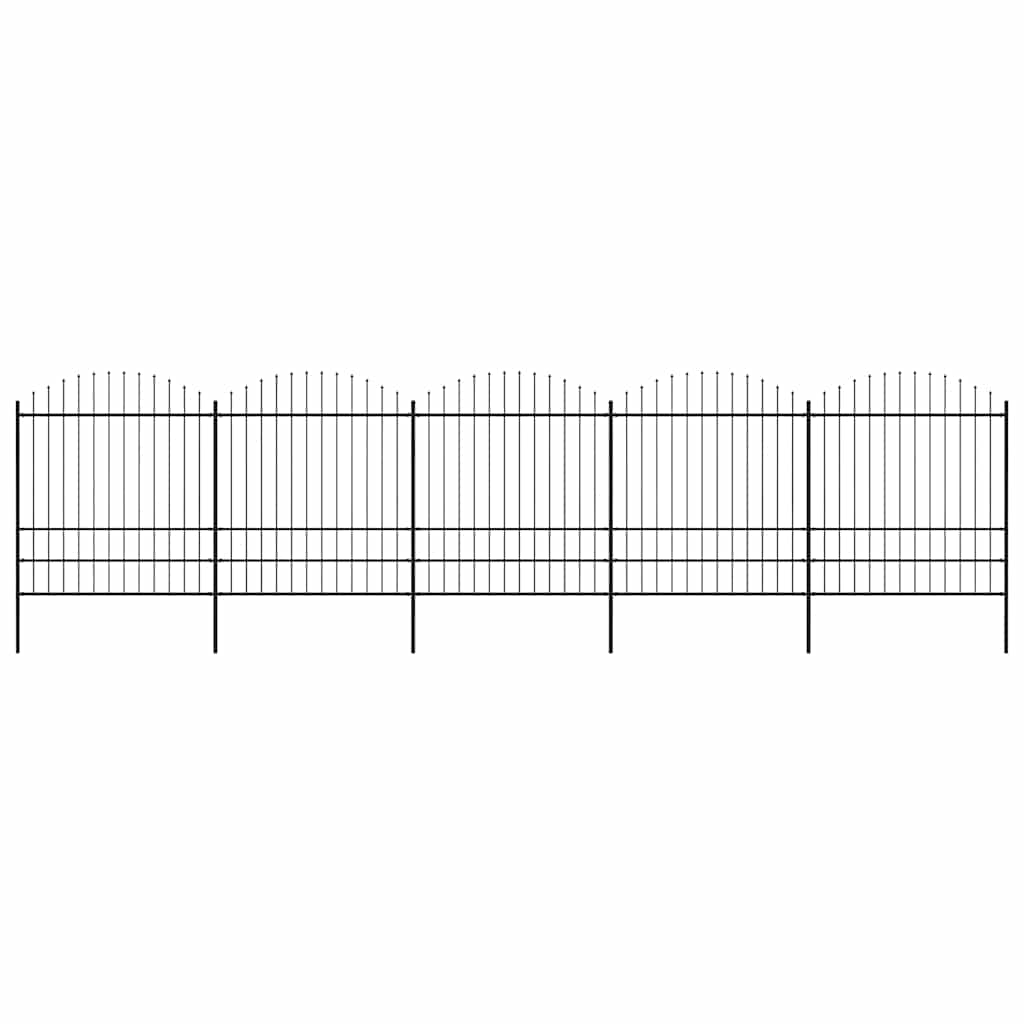 Hagegjerde med spydtopp stål 892,5x200 cm svart