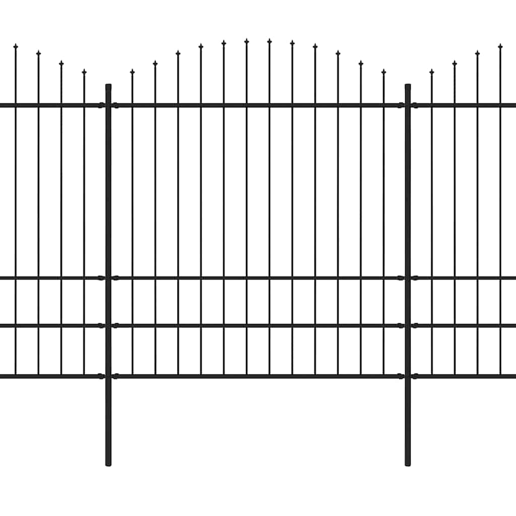 Hagegjerde med spydtopp stål 1070x200 cm svart