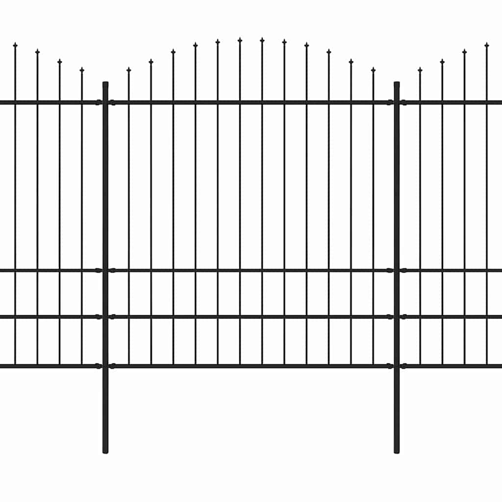 Hagegjerde med spydtopp stål 1603,5x200 cm svart