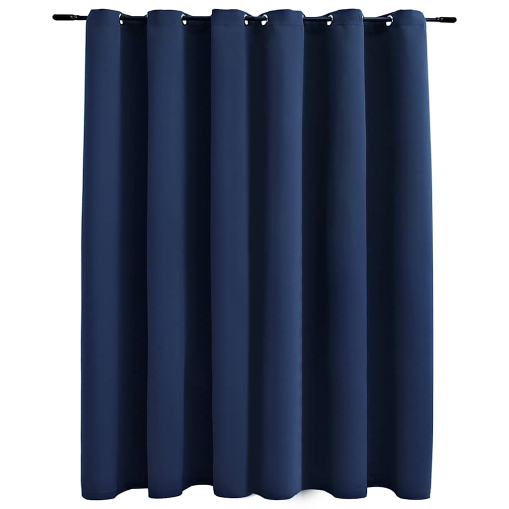 Lystett gardin med metallringer blå 290x245 cm